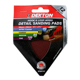DEKTON 12PC Hook and Loop Mixed Detail Sanding Pads 93mm x 93mm - Assorted