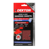 DEKTON 5PC Hook and Loop Sanding Sheets 93mm x 185mm - Extra Coarse 40 Grit