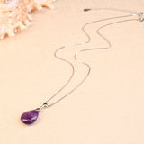 COAI 925 Sterling Silver Amethyst Waterdrop Pendant for Women