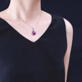 COAI 925 Sterling Silver Amethyst Waterdrop Pendant for Women