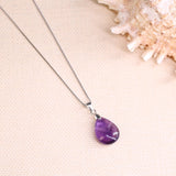 COAI 925 Sterling Silver Amethyst Waterdrop Pendant for Women