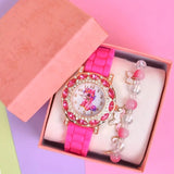 Unicorn Silicone Strap Watch & Beaded Bracelet Set
