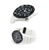 Casio Quartz White and Black Analogue Watch White Strap (Parallel Import)