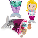 Reversible Mermaid Tail Sequins Purse With Zip