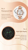 OLEVS Dual Calendar Quartz Watch For Women - Rose Gold