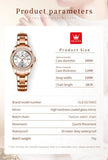OLEVS Dual Calendar Quartz Watch For Women - Rose Gold