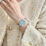 OLEVS Luxury Stainless Steel Women's Watch - Silver & Blue