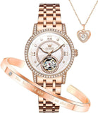 OLEVS Luxury Women's Mechanical Watch Set - Gold & White Dial