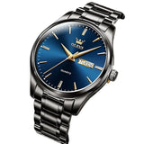 OLEVS Men's Black & Blue Quartz Wristwatch