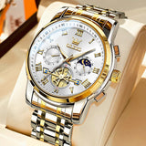 OLEVS Men's Classic Roman Dial Chronograph Watch - Silver & Gold