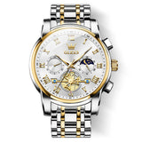 OLEVS Men's Classic Roman Dial Chronograph Watch - Silver & Gold