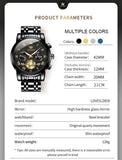 OLEVS Men's Classic Roman Dial Chronograph Watch - Black