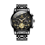 OLEVS Men's Classic Roman Dial Chronograph Watch - Black