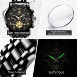 OLEVS Men's Classic Roman Dial Chronograph Watch - Black