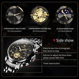 OLEVS Men's Classic Roman Dial Chronograph Watch - Black