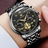 OLEVS Men's Classic Roman Dial Chronograph Watch - Black