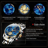 OLEVS Men's Classic Roman Dial Chronograph Watch - Silver