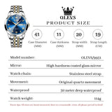 OLEVS Men's Diamond Analog Quartz Watch - Blue-Gold