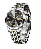 OLEVS Men's Diamond Analog Quartz Watch - Gold-Black
