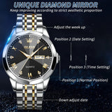 OLEVS Men's Diamond Analog Quartz Watch - Gold-Black