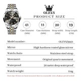 OLEVS Men's Diamond Analog Quartz Watch - Gold-Black