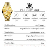 OLEVS Men's Diamond Analog Quartz Watch - Gold
