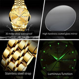 OLEVS Men's Diamond Analog Quartz Watch - Gold