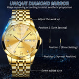 OLEVS Men's Diamond Analog Quartz Watch - Gold