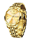 OLEVS Men's Diamond Analog Quartz Watch - Gold