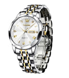 OLEVS Men's Diamond Analog Quartz Watch - White-Gold