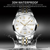 OLEVS Men's Diamond Analog Quartz Watch - White-Gold