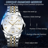 OLEVS Men's Diamond Analog Quartz Watch - White-Gold