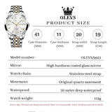 OLEVS Men's Diamond Analog Quartz Watch - White-Gold