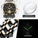 OLEVS Men's Luminous Function Chronograph Wrist Watch - Black& Gold