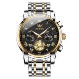OLEVS Men's Luminous Function Chronograph Wrist Watch - Black& Gold