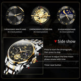 OLEVS Men's Luminous Function Chronograph Wrist Watch - Black& Gold