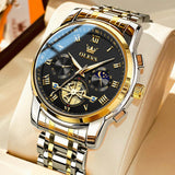 OLEVS Men's Luminous Function Chronograph Wrist Watch - Black& Gold