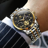 OLEVS Men's Luminous Function Chronograph Wrist Watch - Black& Gold