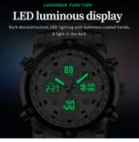 OLEVS Men's Multifunctional Digital Analog Watch - Silver & Black