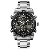 OLEVS Men's Multifunctional Digital Analog Watch - Silver & Black