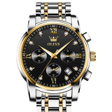 OLEVS Men's Stainless Steel Dress Quartz Watch - Silver & Gold