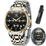 OLEVS Men's Stainless Steel Dress Quartz Watch - Silver & Gold