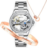 OLEVS Women's Automatic Mechanical Watch Set - Silver