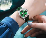OLEVS Women's Elegant Quartz Timepiece Watch -  Silver-Green