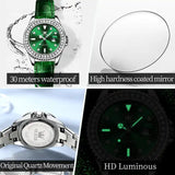 OLEVS Women's Elegant Quartz Timepiece Watch -  Silver-Green