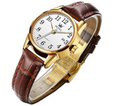 OLEVS Women's Luminous Brown Leather Strap Watch