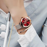 OLEVS Women's Luxury Love Heart Watch Set - Rose Gold