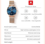 OLEVS Women's Luxury Watch Set - Rose Gold & Blue