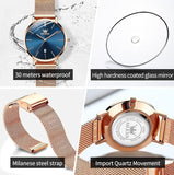 OLEVS Women's Luxury Watch Set - Rose Gold & Blue