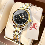 OLEVS Women's Quartz Watch with Roman Numerals -  Black-Gold